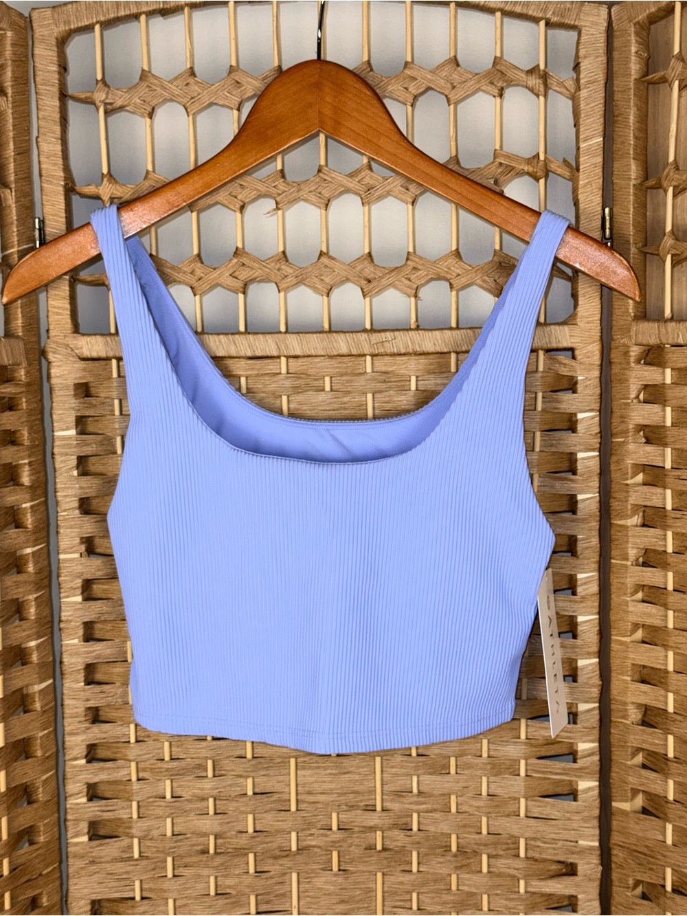 NWT Athleta Rib Cut Out Crop Tank in Swallotail Blue Size Small